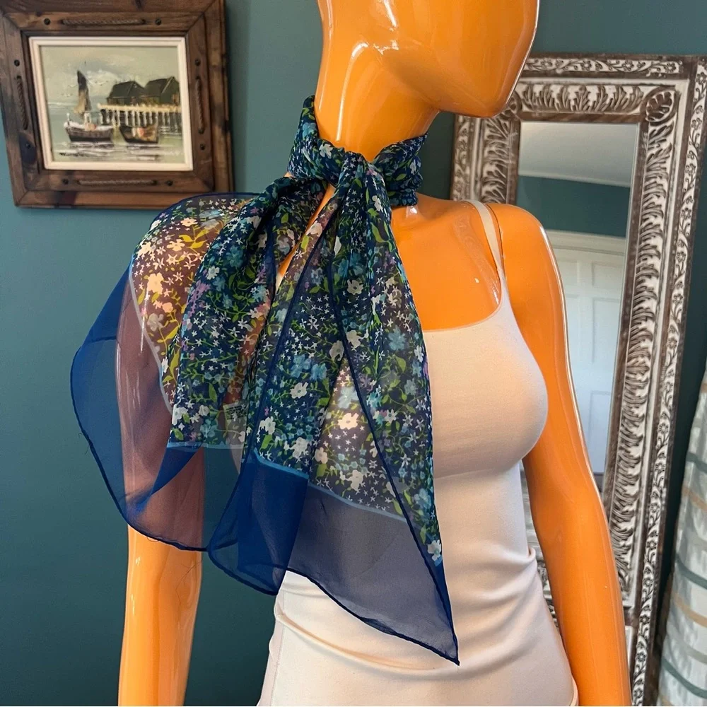 Vintage Sheer Ditsy Floral Scarf
